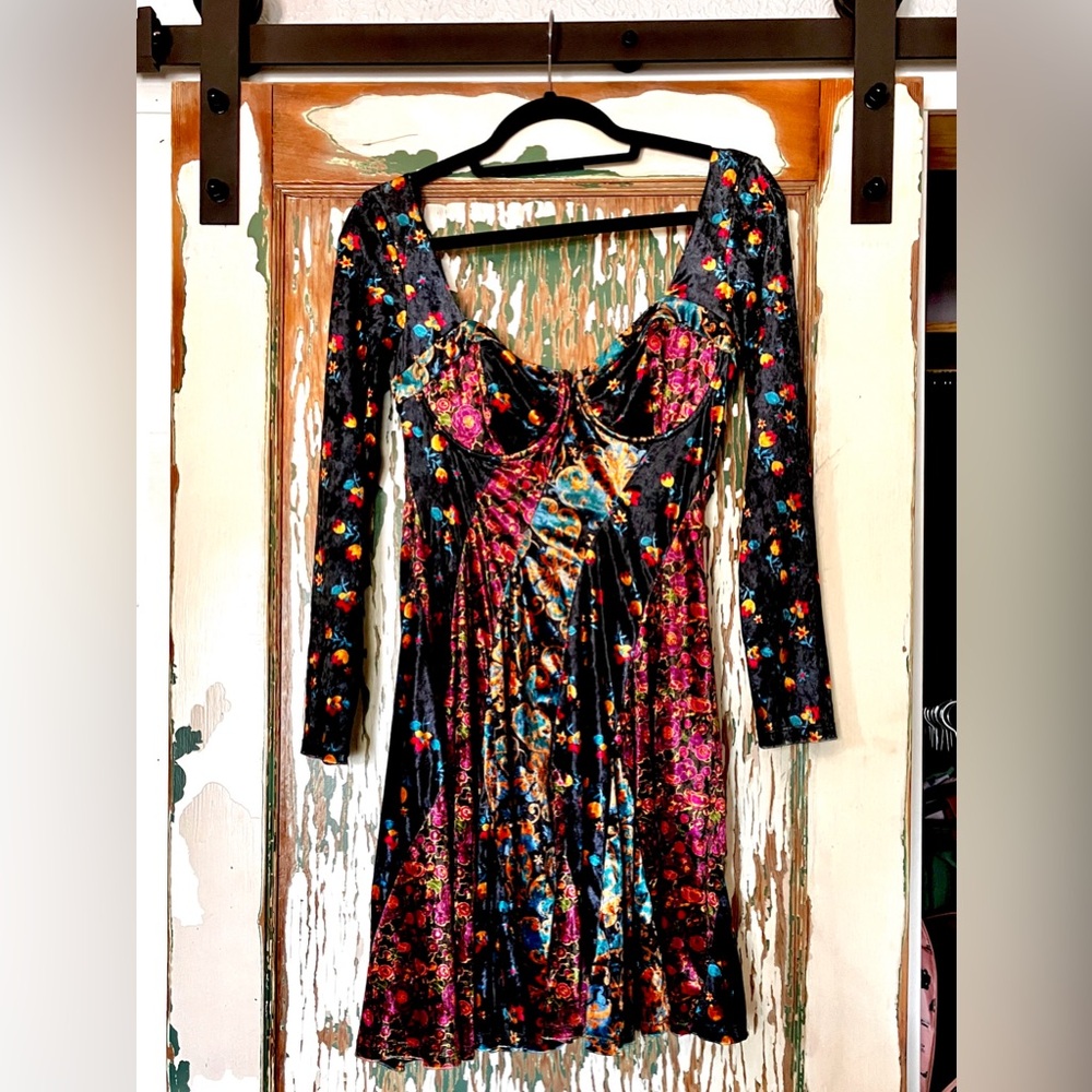 NWT - Free People Velvet Patchwork Dress